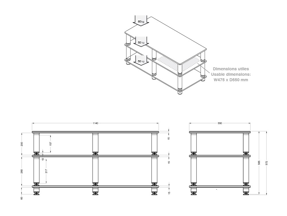 Norstone Stäbbl AV, mediabänk mattsvart