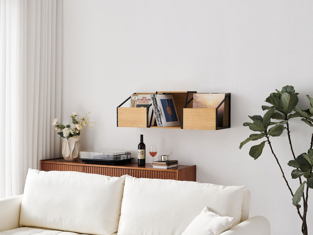 NorStone Vinyl LP-kasse, bambus/svart