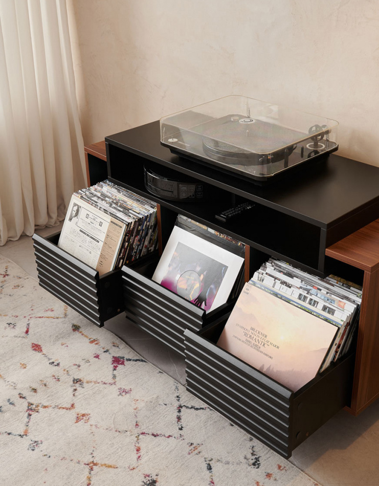 NorStone Oslo Vinyl 1200 mediabenk svart/valnøtt