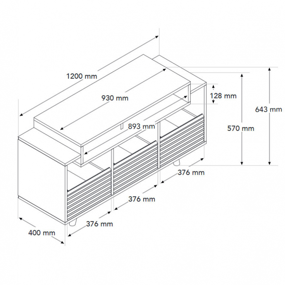 NorStone Oslo Vinyl 1200 mediebenk hvit/eik