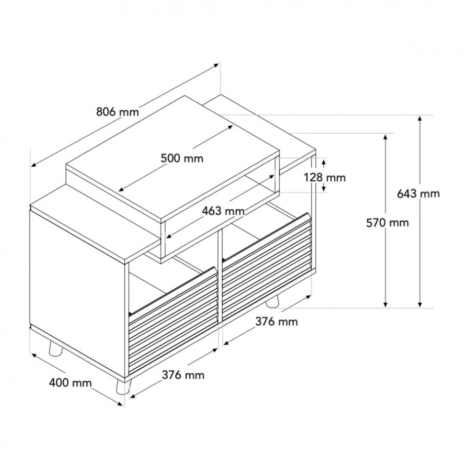 NorStone Oslo Vinyl 800 Mediabenk, svart/valnøtt