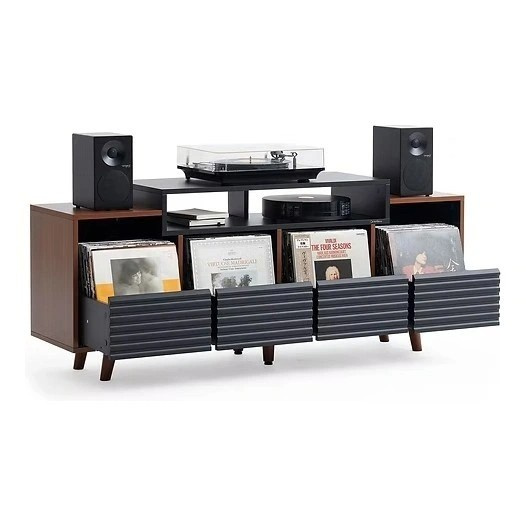NorStone Oslo Vinyl 1600 mediebenk svart/valnøtt