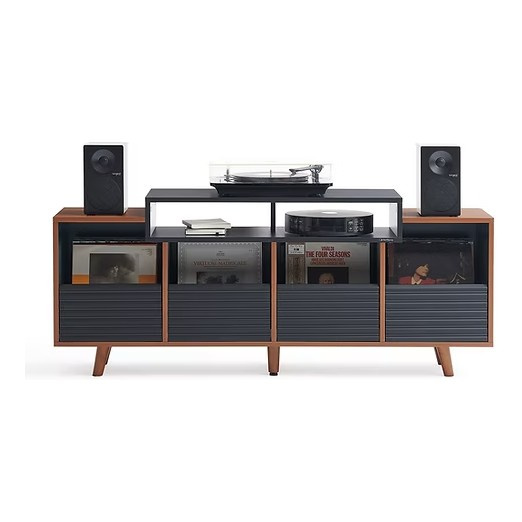 NorStone Oslo Vinyl 1600 mediebenk svart/valnøtt
