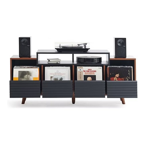 NorStone Oslo Vinyl 1600 mediebenk svart/valnøtt