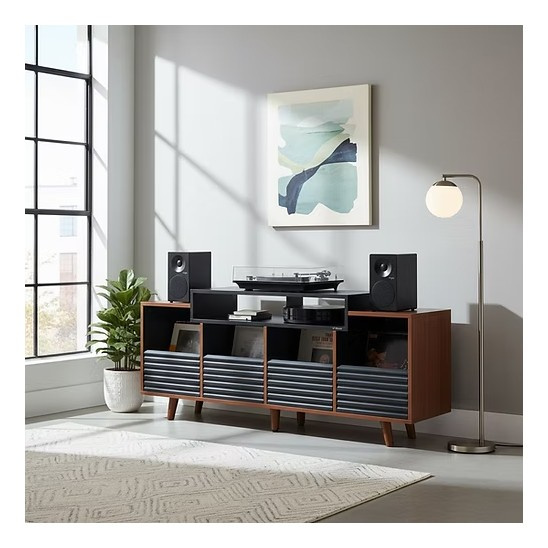 NorStone Oslo Vinyl 1600 mediebenk svart/valnøtt