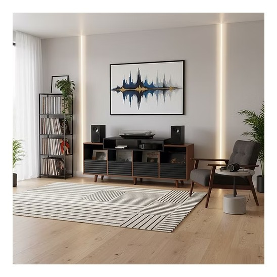 NorStone Oslo Vinyl 1600 mediebenk svart/valnøtt