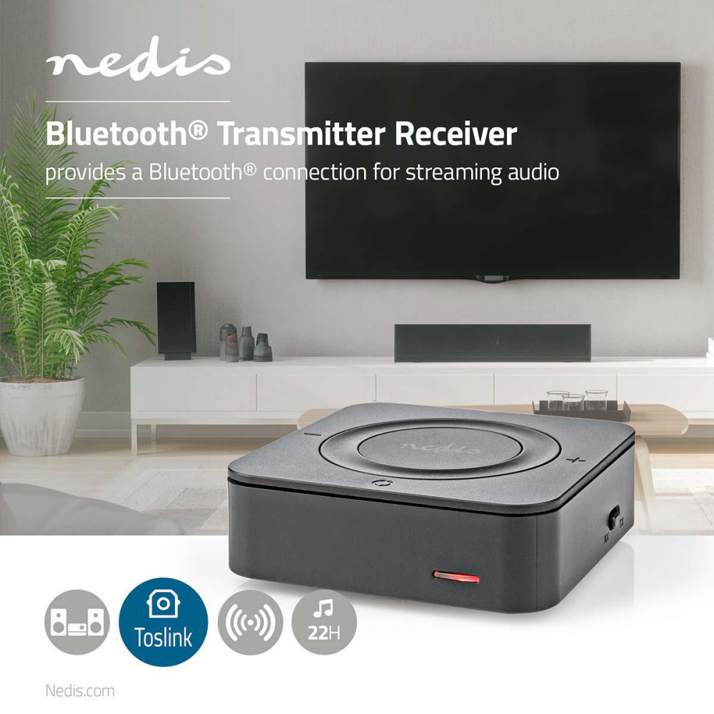 Nedis BTTC200BK Bluetooth-sender/mottaker med optisk utgang