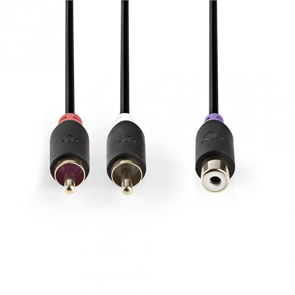 Nedis Y-splitt 2x RCA hanner til 1x RCA hunn, 0,2m