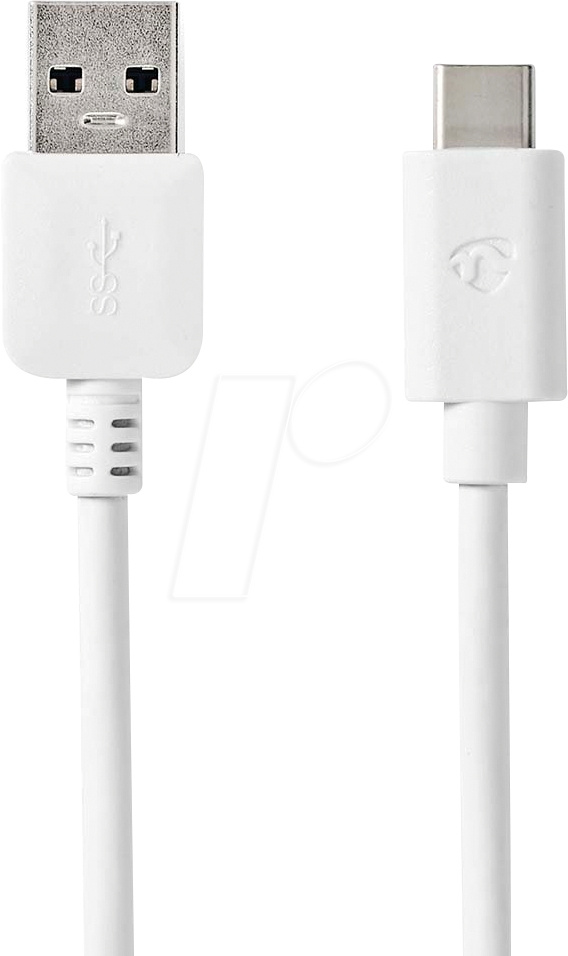NEDIS CCGW61600WT10 USB-A til USB-C-kabel, hvit, 1 meter
