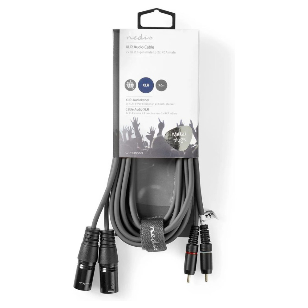 Nedis XLR-kabel, XLR hann - RCA hann 3 m