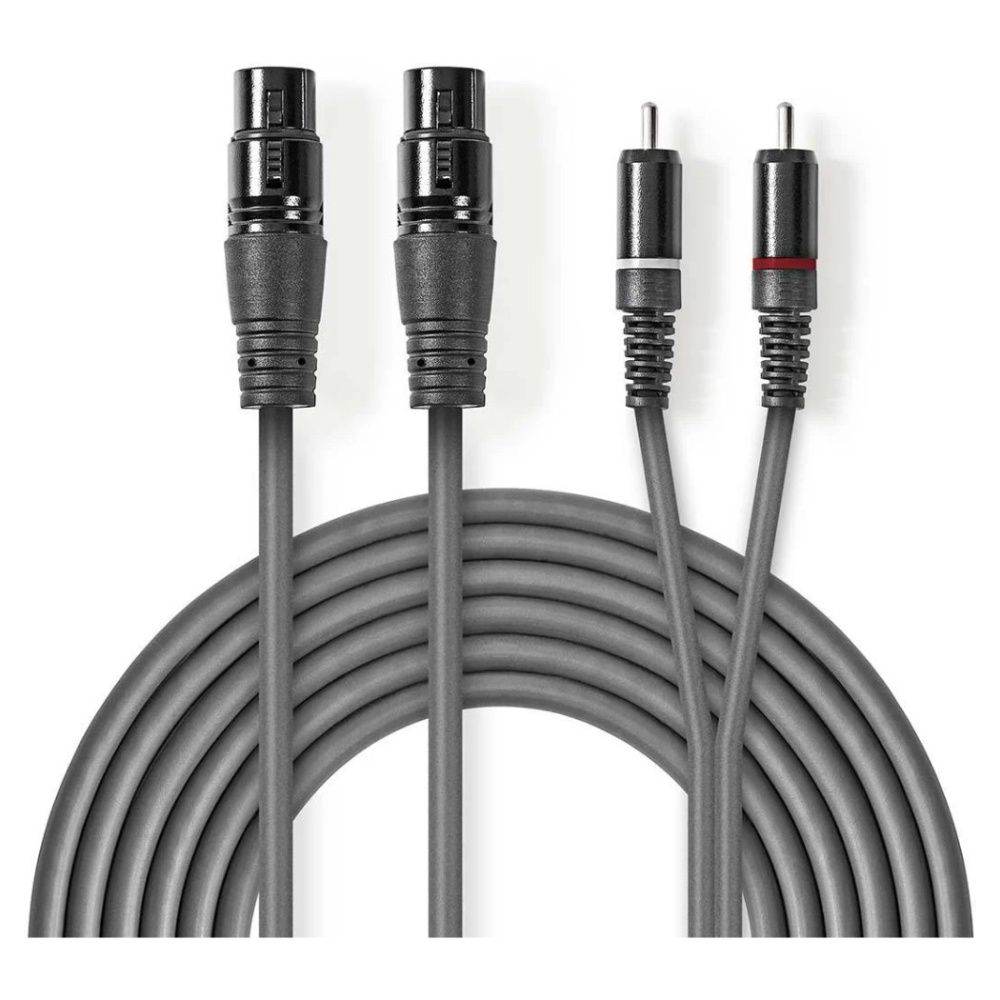 Nedis XLR-kabel, XLR hunn - RCA hann 3 m