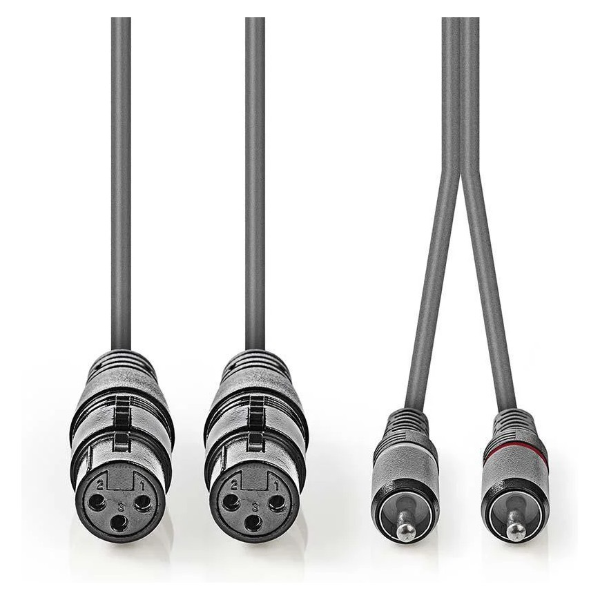 Nedis XLR-kabel, XLR hunn - RCA hann 3 m
