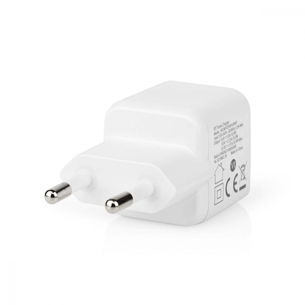 Nedis väggladdare USB-C PD 20w, vit
