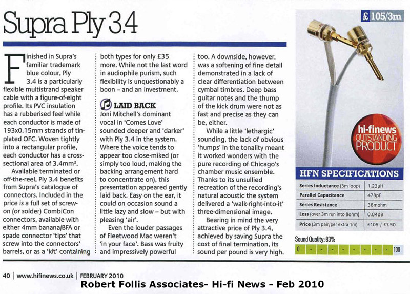 Supra PLY 2x3,4 høyttalerkabel Combicon Is-blå