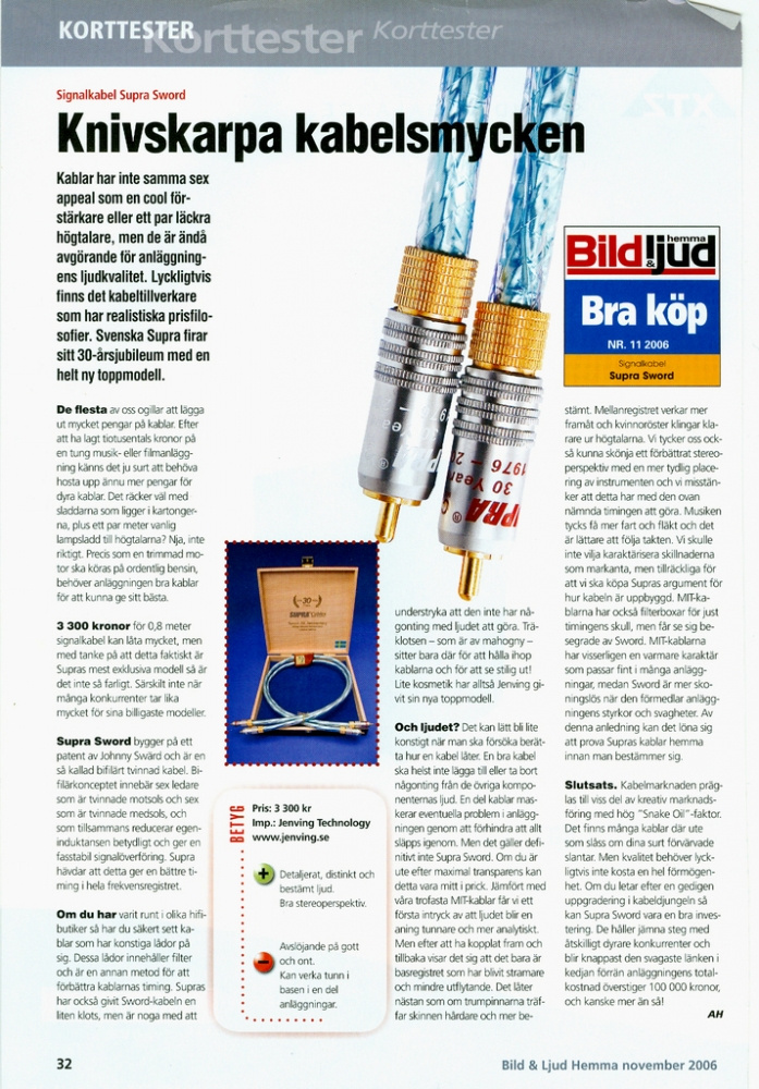 Supra Sword-ISL RCA-signalkabel