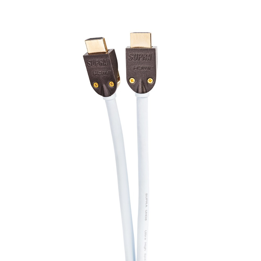 Supra HDMI 2.1 UHD8K HDMI-kabel med støtte for 8K HDR, hvit 2 meter