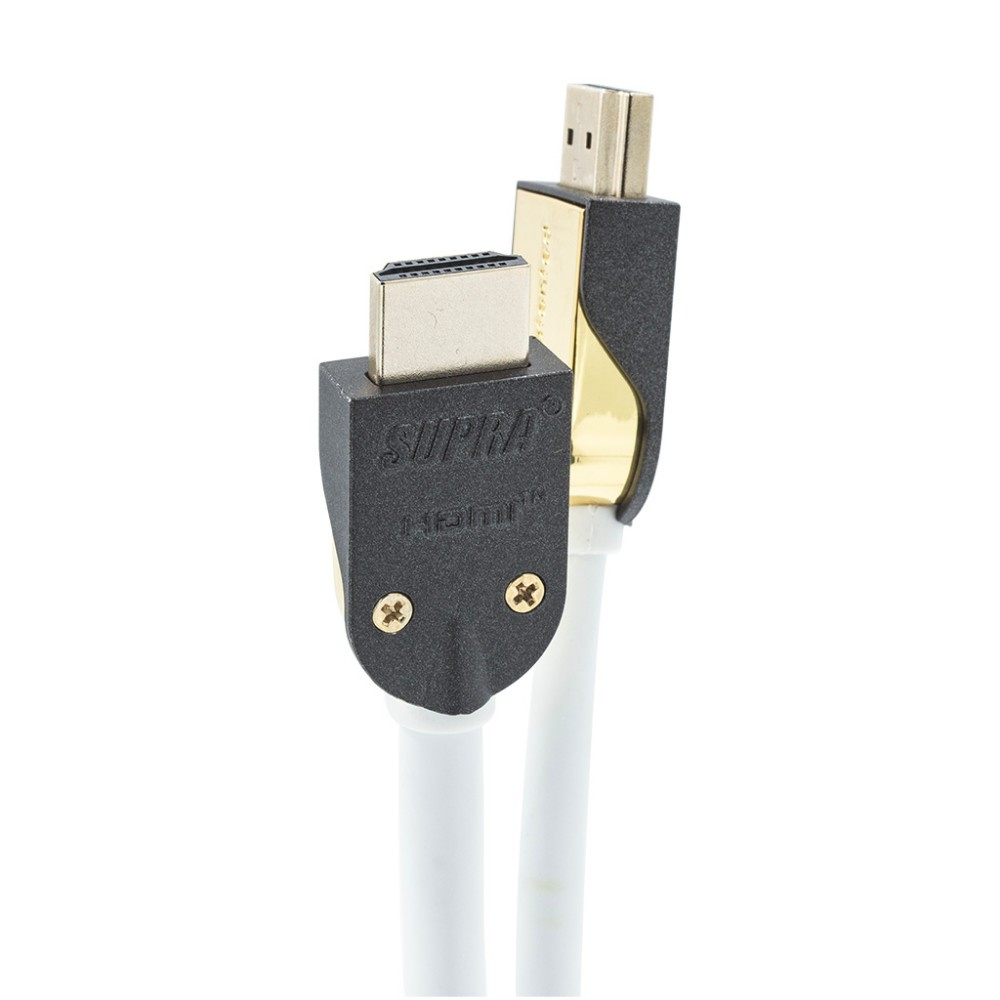 Supra HDMI 2.1 UHD8K HDMI-kabel med støtte for 8K HDR, hvit 2 meter