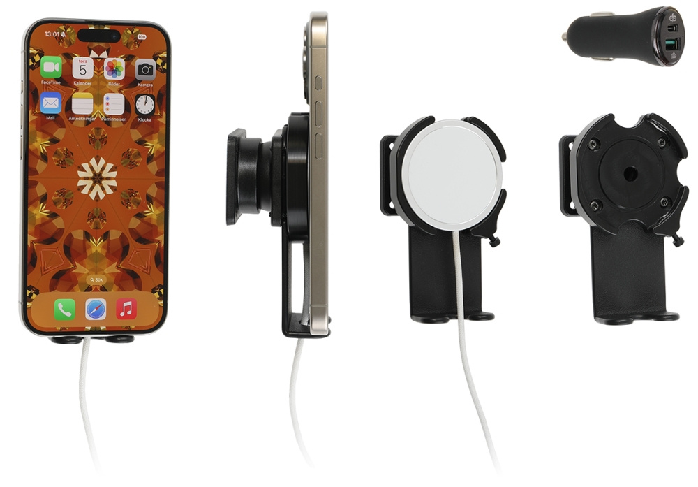 Brodit Feste med kuleledd, Apple iPhone 12/12 Mini/12 Pro/12 Pro Max/13/13 Mini/13 Pro/13 Pro Max/14/14 Plus m. fl.