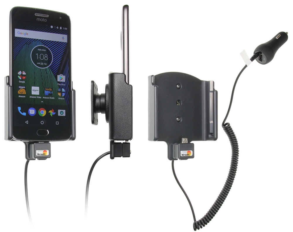 Brodit Aktiv holder med cigarettkontakt, Motorola Moto G5 Plus 
