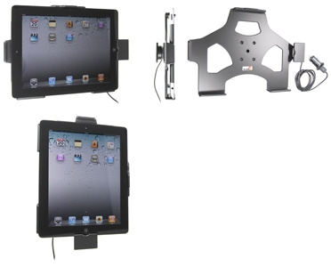 Brodit Aktiv holder med USB-kabel og cigarettadapter, Apple iPad 2 (A1395, A1396, A1397)/3rd Gen (A1416, A1430, A1403)