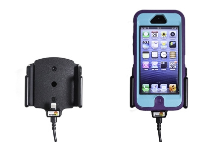 Brodit Aktiv holder med USB-kabel og cigarettadapter, Apple iPhone 5/5C/5S/SE