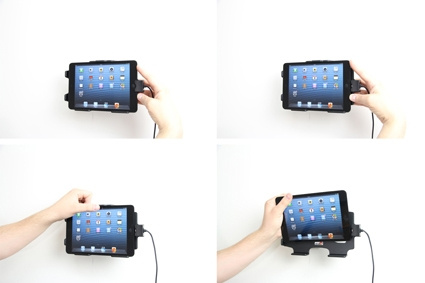 Brodit Aktiv holder med USB-kabel og cigarettadapter, Apple iPad Mini (A1432, A1454, A1455) 