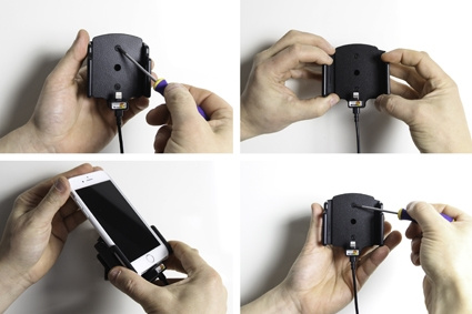 Brodit Aktiv holder med USB-kabel og cigarettadapter, Apple iPhone 6/6S/7/8/SE 2nd Gen 2020/X/Xs