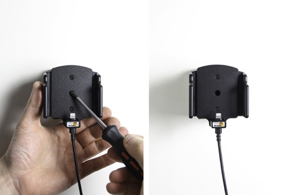 Brodit Aktiv holder med USB-kabel og cigarettadapter, Apple iPhone 6/6S/7/8/SE 2nd Gen 2020/X/Xs