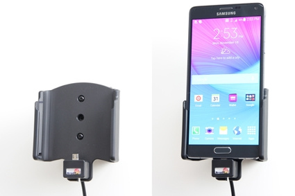 Brodit Aktiv holder med USB-kabel og cigarettadapter, Samsung Galaxy Note 4 