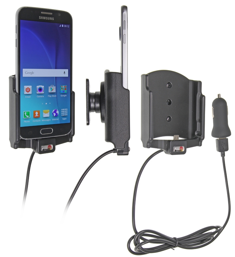 Brodit Aktiv holder med USB-kabel og cigarettadapter, Samsung Galaxy S6 