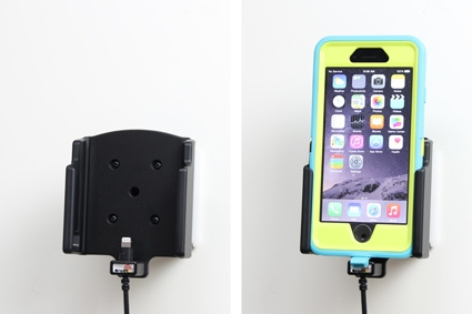 Brodit Aktiv holder med USB-kabel og cigarettadapter, Apple iPhone 6/6S