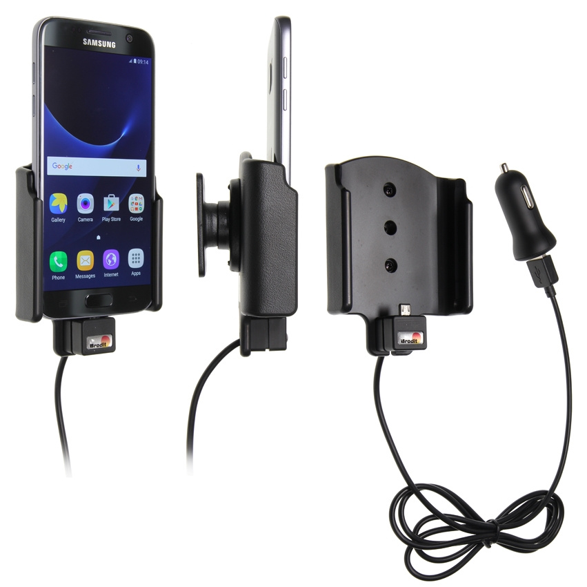 Brodit Aktiv holder med USB-kabel og cigarettadapter, Samsung Galaxy S7 