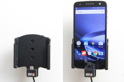 Brodit Aktiv holder med USB-kabel og cigarettadapter, Motorola Moto Z Force Droid 