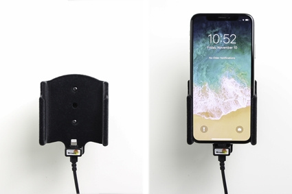 Brodit Aktiv holder med USB-kabel og cigarettadapter, Apple iPhone X/Xs