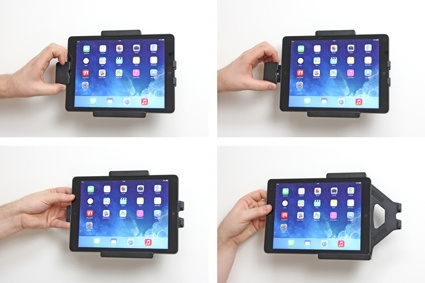 Brodit Holder med fjær-lås, Apple iPad 5th Gen (A1822, A1823)/9.7 6th Gen (A1893, A1954)/9.7 New/Air (A1474, A1475, A1476)