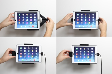 Brodit Holder med fjær-lås, Apple iPad 5th Gen (A1822, A1823)/9.7 6th Gen (A1893, A1954)/9.7 New/Air (A1474, A1475, A1476)