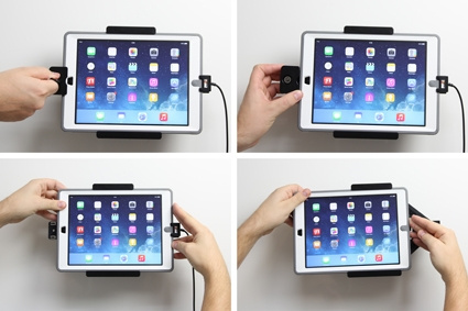 Brodit Holder med nøkkel-lås, Apple iPad 5th Gen (A1822, A1823)/9.7 6th Gen (A1893, A1954)/9.7 New/Air (A1474, A1475, A1476)