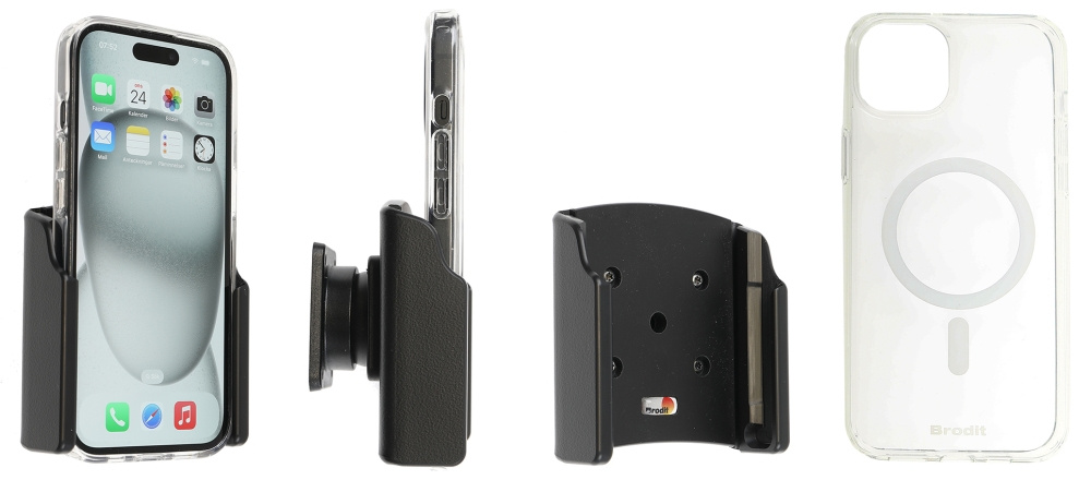 Brodit Mobildeksel med Passiv holder, Apple iPhone 15 