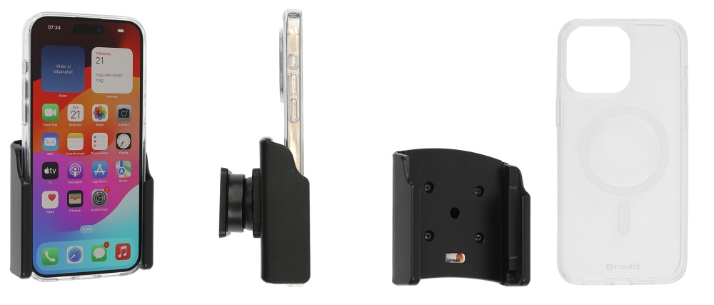 Brodit Mobildeksel med Passiv holder, Apple iPhone 15 Pro Max 