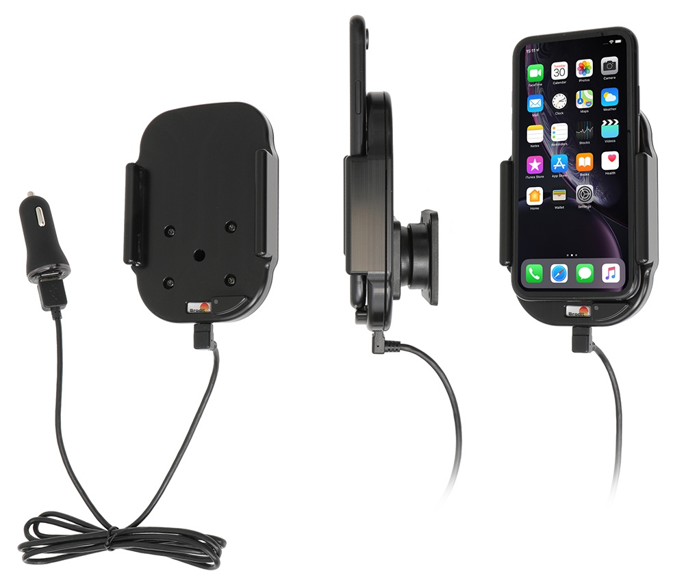 Brodit Qi trådløs aktiv mobilholder med billader, Apple iPhone 11