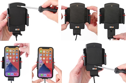 Brodit Qi trådløs aktiv holder for fast montering, Apple/Google/Huawei/Oppo/Samsung