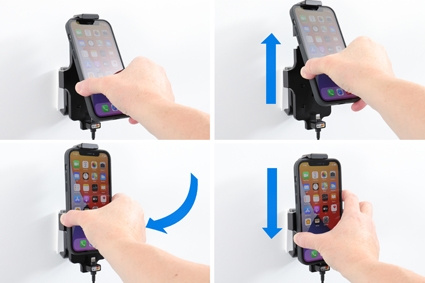 Brodit Aktiv holder med USB-kabel og cigarettadapter, Apple iPhone 11/12/12 Pro/13/13 Pro/XR