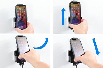 Brodit Aktiv holder med USB-kabel og cigarettadapter, Apple iPhone 11/12/12 Pro/13/13 Pro/XR