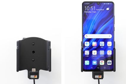 Brodit Aktiv holder med USB-kabel og cigarettadapter, Huawei P30 Pro 