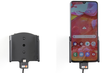 Brodit Aktiv holder med USB-kabel og cigarettadapter, Samsung Galaxy A70 (SM-A705) 