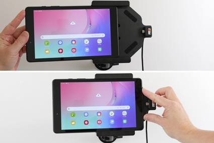Brodit Aktiv holder med USB-kabel og cigarettadapter, Samsung Galaxy Tab A 8.0 (2019 SM-T290/SM-T295) 