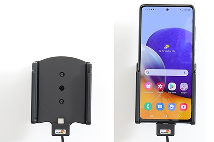 Brodit Aktiv holder med USB-kabel og cigarettadapter, Samsung Galaxy A72 SM-A725F/DS 