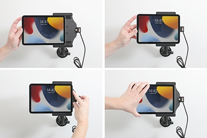 Brodit Aktiv holder med USB-kabel og cigarettadapter, Apple iPad Mini 6th Gen (A2567, A2568, A2569)/7th Gen 2024 (A2995, A2996)