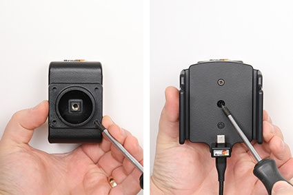 Brodit Aktiv holder med USB-kabel og cigarettadapter, Apple iPhone 15/15 Pro/16/16 Pro/16e