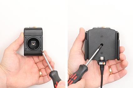 Brodit Aktiv holder med USB-kabel og cigarettadapter, Apple iPhone 15 Plus/15 Pro Max/16 Plus/16 Pro Max